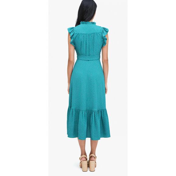 Kate Spade Poolside Dot Wrap Dress Womens 10 Emerald Coast Green Pink New - Picture 3 of 14